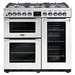 Belling Cookcentre Deluxe 90DFT Dual Fuel Range Cooker Stainless Steel